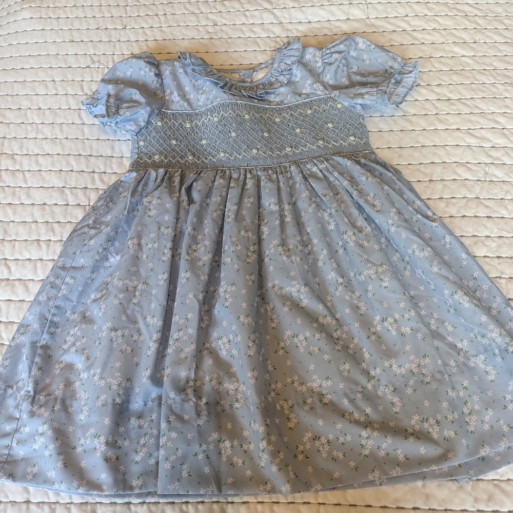 Eliza Jane Kids Blue Floral Smocked Dress